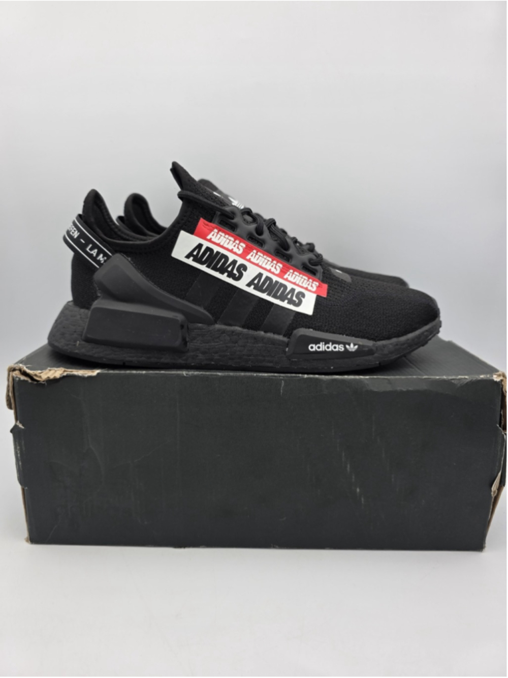 Adidas Originals NMD R1 V2 Over brand Black Red H02540 Youth 7